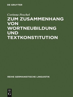 cover image of Zum Zusammenhang von Wortneubildung und Textkonstitution